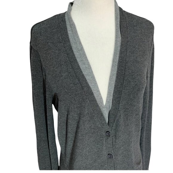 𝅺point Zero Grey V Neck Long Cardigan Size M - Picture 4 of 10